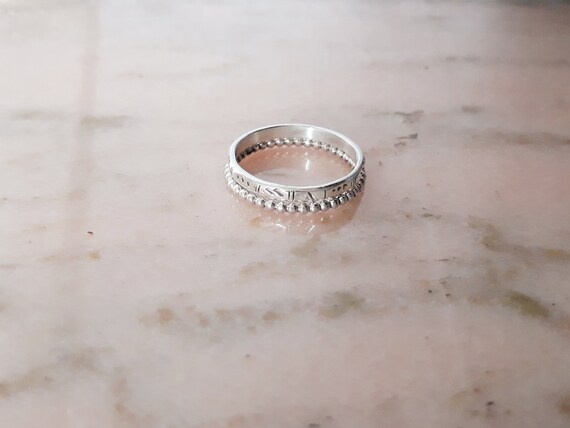 Bague Alliance En Argent Massif 925 - Taille 54, Style Jonc Boule Blanche - Occasion