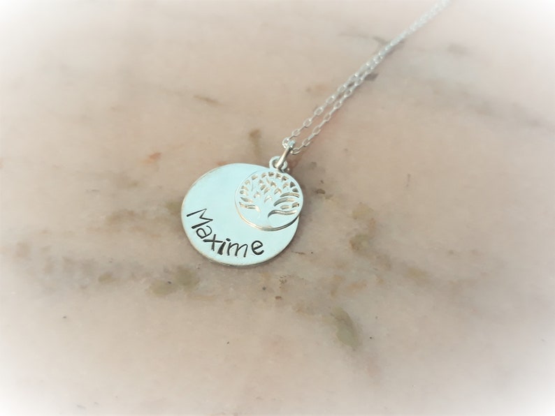 Collier personnalisé prénom argent massif médaille porte bonheur cadeau personnalisé, cadeau baptème image 8