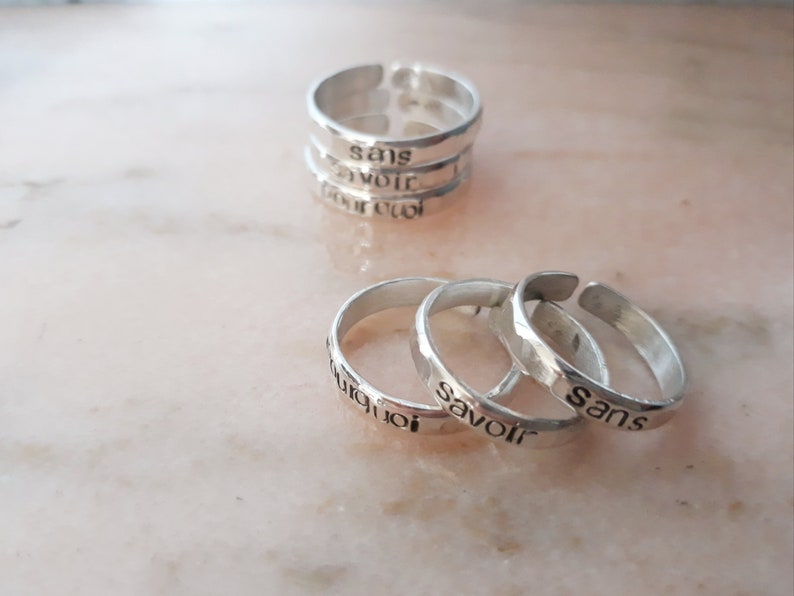 Adjustable hammered silver ring 925, UNISEX, customizable, ENGRAVING OPTION, ring, man, rustic, viking, adjustable, open, hammered bangle, gift image 5