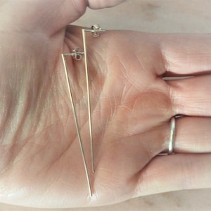 Solid silver 925 bar earrings, graphic, modern, contemporary, geometric, clean LINE, urban, original, MINIMALIST studs