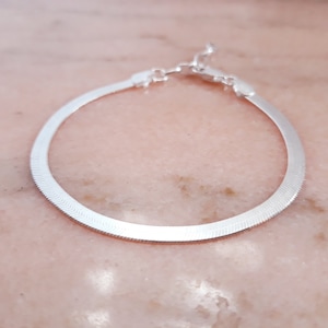 925 silver bracelet (or yellow gold plated), snake mesh, flat 4mm, women&#39;s gift