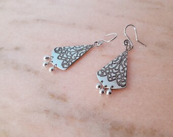 Boucles d'oreilles argent massif 925 bohèmes ethnique