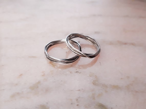 Bague Ancienne En Argent Massif 925, Jonc Alliance Style Ethnique - Taille 49, Occasion