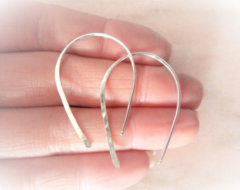 925 silver earrings minimalist-pure / modern-sober style (hammered wire) brass, gold