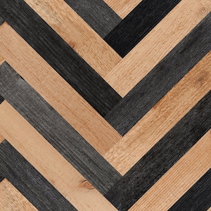 Carta da parati Chevron Striped Wood, naturale e nera, carta da parati