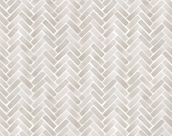 Watercolor Herringbone Wallpaper, Beige Grey, Peel and Stick Wallpaper