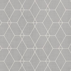 Hexagon Geometric Art Deco Lines Wallpaper, Storm Grey, Wallpaper