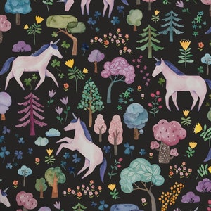 Unicorn Forest Mural Wallpaper, Night, Peel and Stick Wall Mural