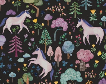 Unicorn Forest Mural Wallpaper, Night, Peel and Stick Wall Mural