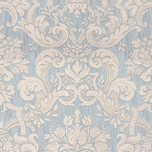 Damastgewebe, Strukturoptik, Blau, Tapete