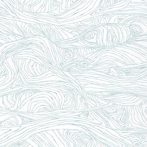 Wood Grain Waves, Blue, Wallpaper