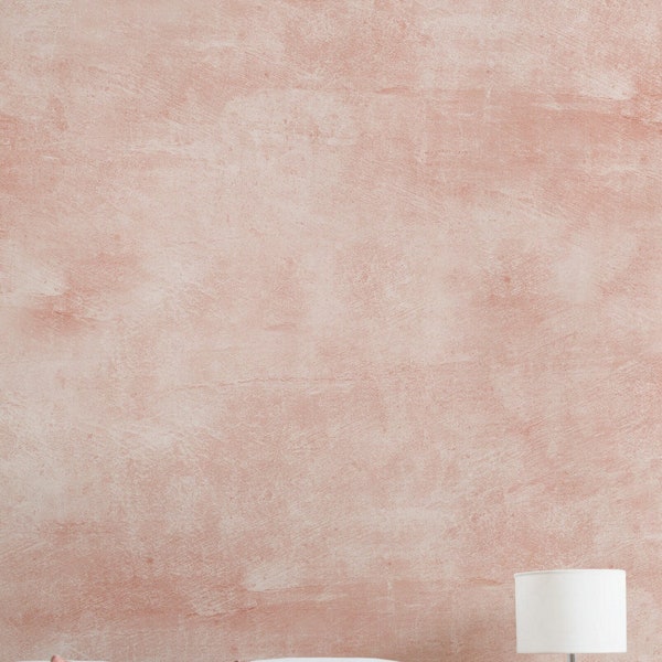 Venetian Plaster Faux Texture Mural Wallpaper, Pink, Peel & Stick Wallpaper