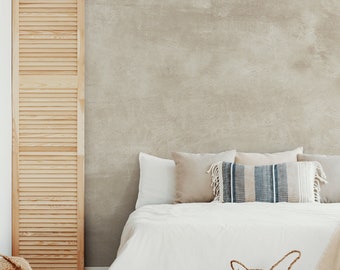 Venetian Plaster Faux Texture Wallpaper, Sand Beige, Peel and Stick or Unpasted Mural, Neutral Boho Wallpaper for Living Room & Bedroom