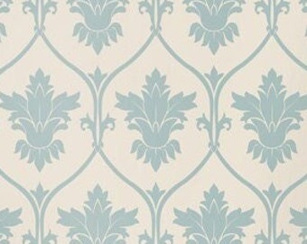 Damask Dusky Blue , Peel and Stick Wallpaper