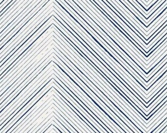 Chevron Lines Blue , Peel and Stick Wallpaper