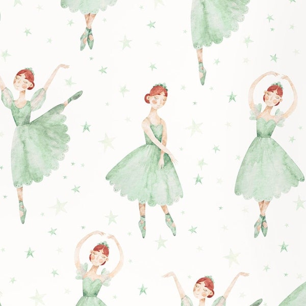 Ballerina Green , Peel and Stick Wallpaper