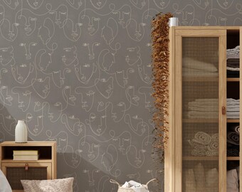 Minimalist Face Grey Textured Look - Peel & Stick or Unpasted