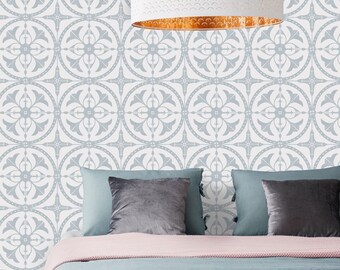 Round Moroccan Tile Blue , Wallpaper