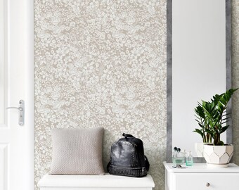 Flower Land Beige , Wallpaper