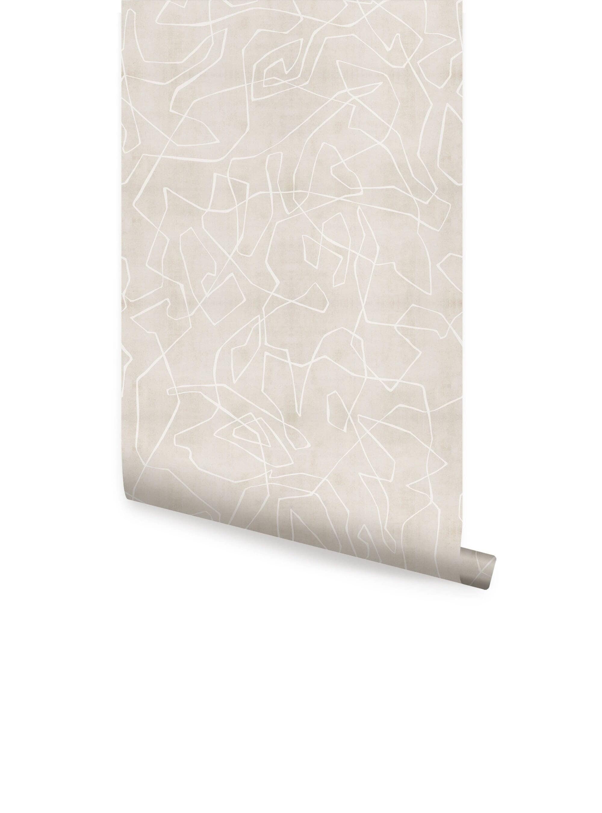 Entangled Lines Textured Look Background Wallpaper, Beige, Wallpaper