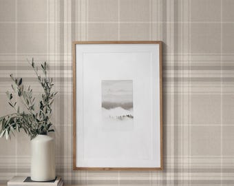 Papel pintado a cuadros acogedor, beige y gris, autoadhesivo o tradicional sin adhesivo.