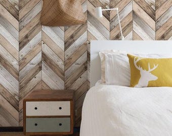 Chevron houten visgraatbehang, origineel, behang