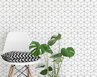 Geometric Cube Black , Wallpaper