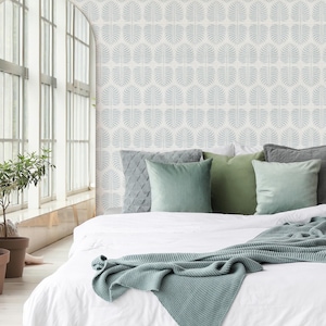 Fern Pattern Wallpaper, Blue, Peel and Stick or Traditional Unpasted