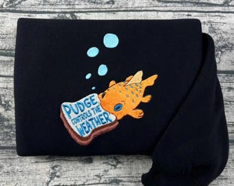 Pudge Controls the Weather Embroidered T-Shirt, Lilo and Stitch Disney Family Vacation Sweatshirt, Lilo Stitch Disney Embroidery Hoodie