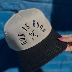 God Is Good Coquette Embroidered Classic Dad Hat, Jesus Coquette Bow Trendy Richardson Trucker Hat, God Is Good Hat