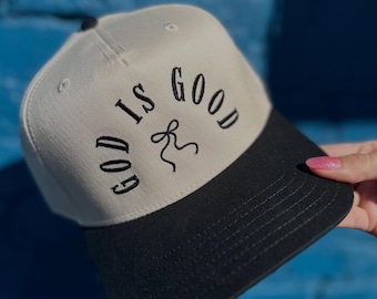 God Is Good Coquette geborduurde klassieke Dad Hat, Jesus Coquette Bow trendy Richardson Trucker Hat, God Is Good Hat