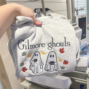Gilmore Ghouls Embroidered T-Shirt, Autumn Vibes Sweatshirt, Ghost Embroidered Hoodie, Fall Sweatshirt, Halloween Shirt, Gilmore Fan Gift