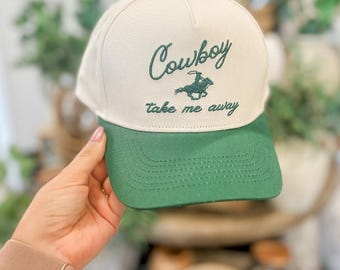 Gorra clásica bordada de papá "Vaquero Take Me Away", gorra de camionero Richardson de moda vaquera occidental, gorra de béisbol con bordado de vaquera