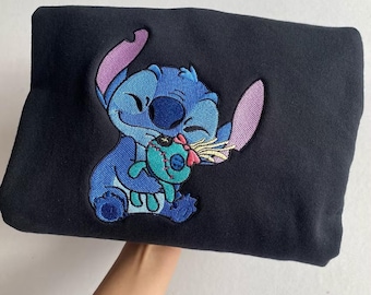 Stitch and Scrump Embroidered T-Shirt, Disney Stitch Embroidery Sweatshirt, Disneyland Stitch and Scrump Embroidered Hoodie