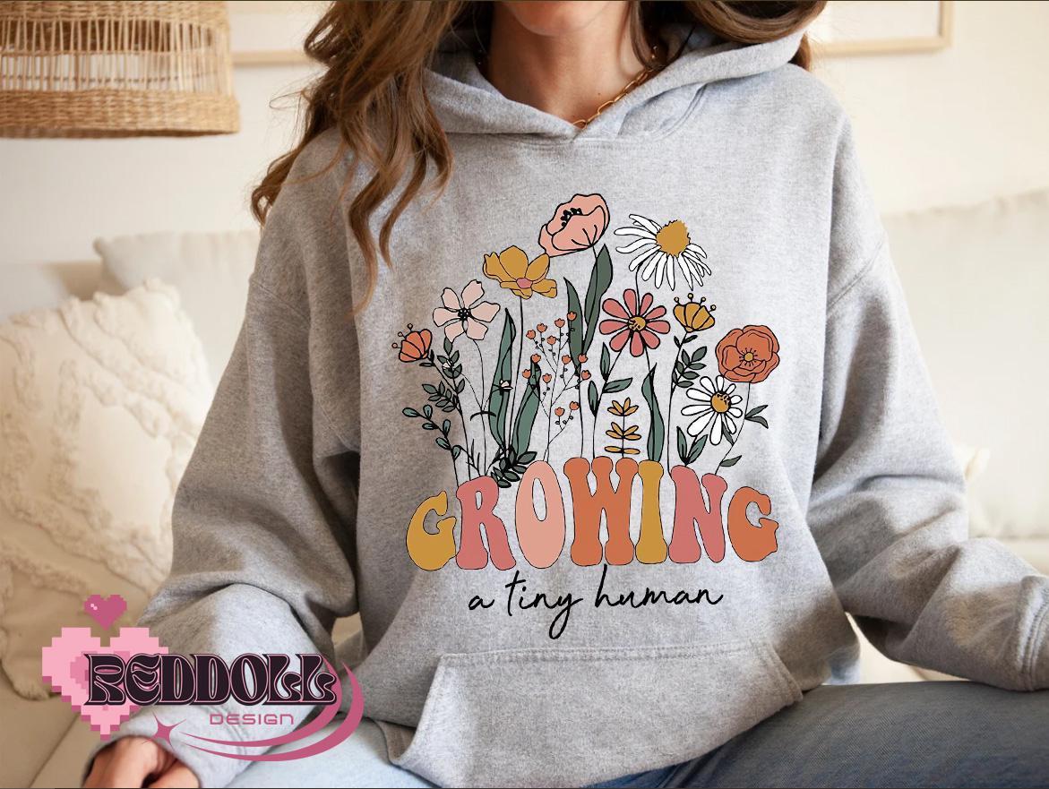 Growing A Tiny Human Pregnancy Announcement Png, Wild Flowers Reveal Maternity Png, Floral Mama Png, Busy Growing HumanPng, Funny Mom Png