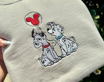 Disneyland 101 Dalmatians Embroidered T-Shirt, 101 Dalmatians Dog Embroidered Sweatshirt, Disney Trip Hoodie, Disney Dog Tee