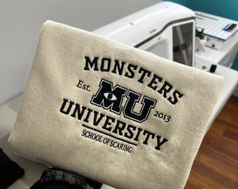 Monsters University Embroidered T-Shirt, School Of Scaring Embroidery Sweatshirt, Disney Trip Hoodie, Magic Kingdom Fan Gift