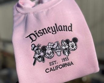 Camiseta bordada de Disneyland (Est. 1955, California), sudadera con bordado de Mickey de Disney, sudadera con capucha de Disneyland, camiseta de Mickey y sus amigos