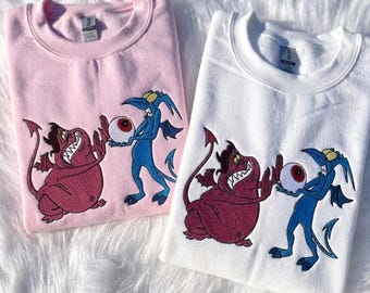 Disney Hercules Pain And Panic Embroidered T-Shirt, Pain And Panic Baddies Embroidery Sweatshirt, Hades Demon Hoodie, Disney Villains Gift