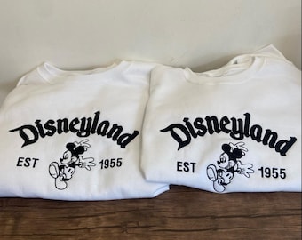Camiseta bordada de Disneyland (1955), sudadera bordada de Mickey Disney, sudadera bordada con capucha de Disney Trip, camisa a juego familiar de Disney