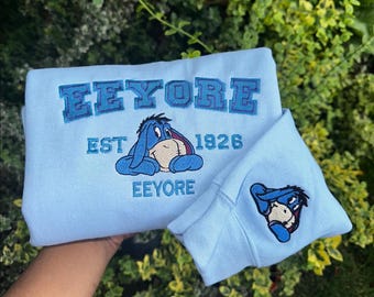 Disney Eeyore Embroidered T-Shirt, Eeyore Lovers Embroidery Crewneck, Winnie the Pooh Inspired Hoodie, Disney Trip Shirt, WDW Matching Tee