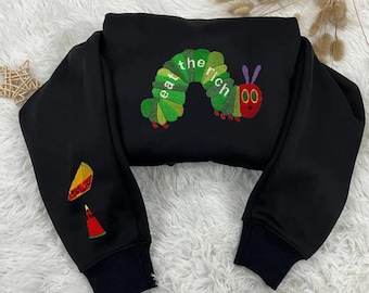 T-shirt brodé Eat the rich, pull brodé Hungry Caterpillar, sweat à capuche brodé Eat the rich