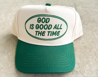 God is goed de hele tijd geborduurde klassieke vaderhoed, Jesus God Is Good trendy Richardson-truckerhoed, christelijke honkbalhoed