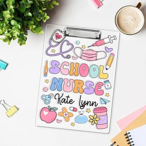 Personalized School Nurse Clipboard, Doctor Hospital 9x12.5 Inches Clipboard, Nurse Gift, Nurse School Acrylic Clipboard, New Nurse Gift