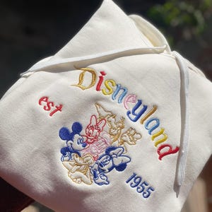 Disneyland Est 1955 Embroidered T-Shirt, Cute Disney Embroidery Sweater, Mickey and Friends Embroidery Hoodie, Disney World Embroidery Shirt