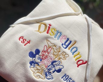 Disneyland Est 1955 Embroidered T-Shirt, Cute Disney Embroidery Sweater, Mickey and Friends Embroidery Hoodie, Disney World Embroidery Shirt