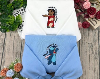 Disney Disney Lilo & Stitch Embroidered T-Shirt, Lio And Stitch Couple Matching Sweater, Lilo And Stitch Disney Embroidery Hoodie