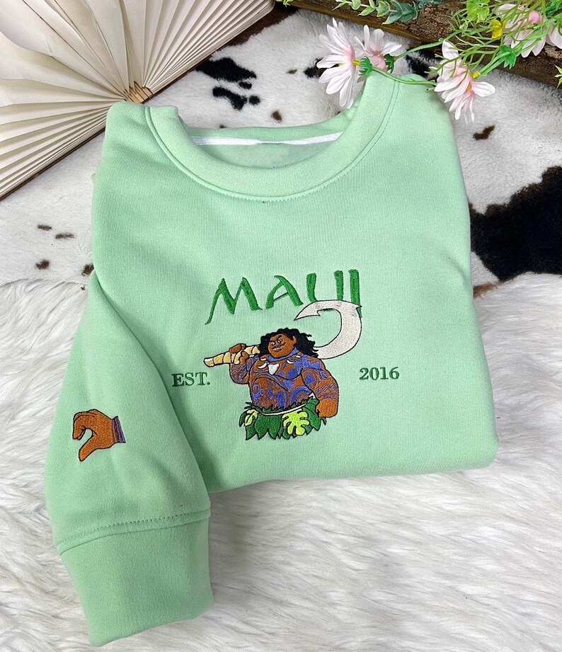 Disney Moana Hei Hei Pua Maui Matching Embroidered T-Shirt, Disney Moana Sweatshirt, Magic Kingdom Matching Hoodie, Moana Characters Tee image 3