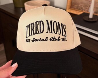 Tired Moms Social Club Embroidered Classic Dad Hat, Tired Moms Trendy Richardson Trucker Hat, Mom Social Club Embroidery Baseball Hat