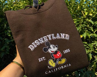 Disneyland Est 1955 California Embroidered T-Shirt, Mickey Fan Embroidered Sweatshirt, Disneyland Trip Embroidered Hoodie, Disney Fan Shirt